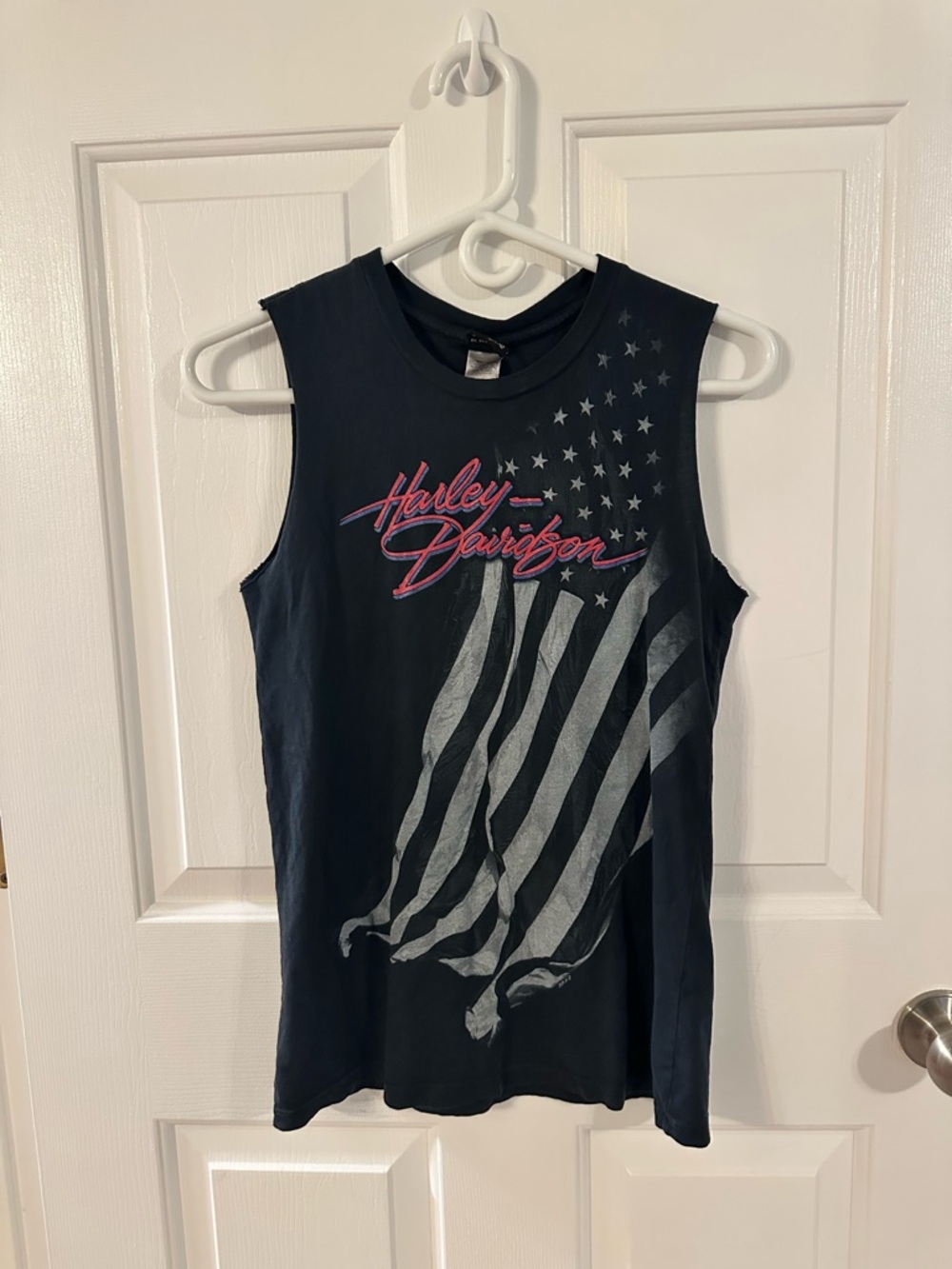 Harley-Davidson Black Sleeveless Flag Graphic Tank Top